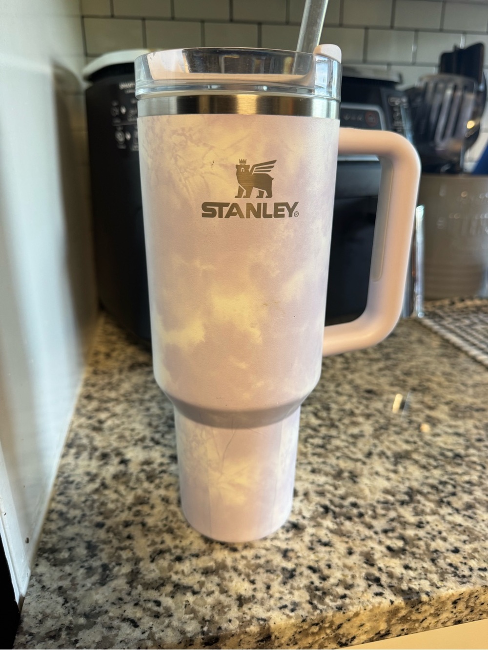 Stanley Marble Pink Insulated Travel Tumbler with Handle